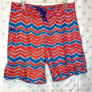 Vineyard Vines Mens Whale Tail Stretch Board Shorts Blue and Red